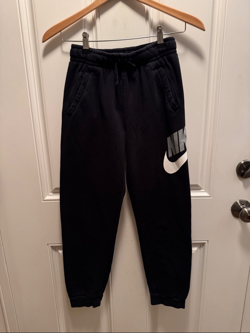 Nike Black Kids Logo Joggers with White Swoosh